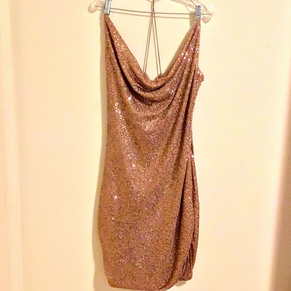 NWT PARKER BLACK Bronzed Rose Sequins Dress